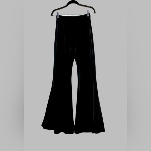NWT Maslavi by Jovani Black Velvet High-Rise Flare Pants, Hidden Back Zipper, 2 - Picture 5 of 11